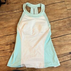 Size 2 white + aqua Halter Tank Top